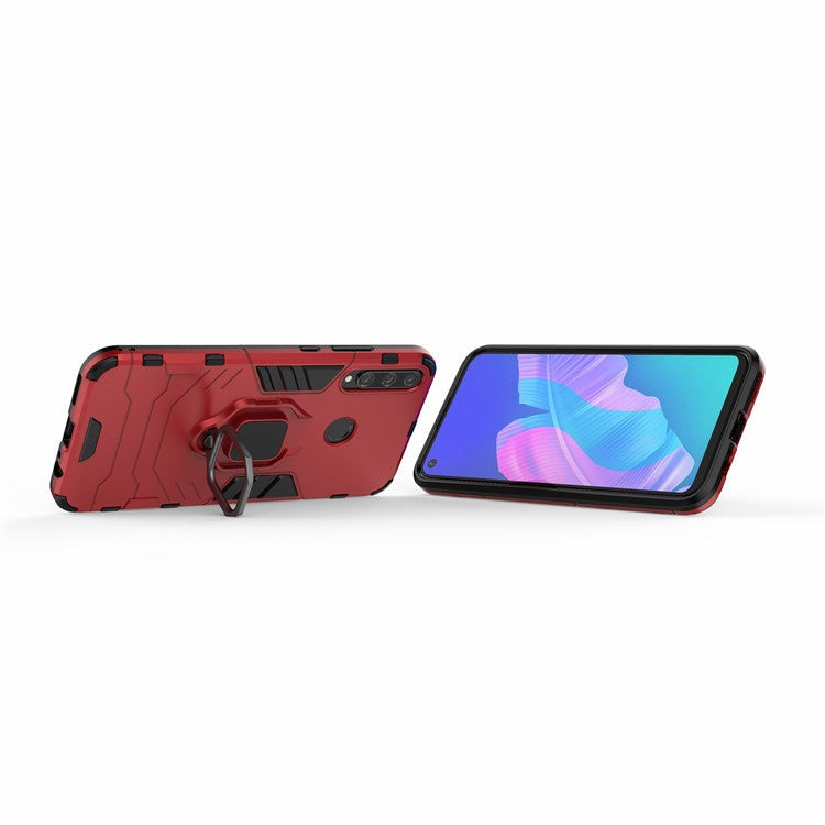 Ring Holder Kickstand PC + TPU Cell Phone Cover for Huawei Y7p/P40 lite E/Honor 9C - Red