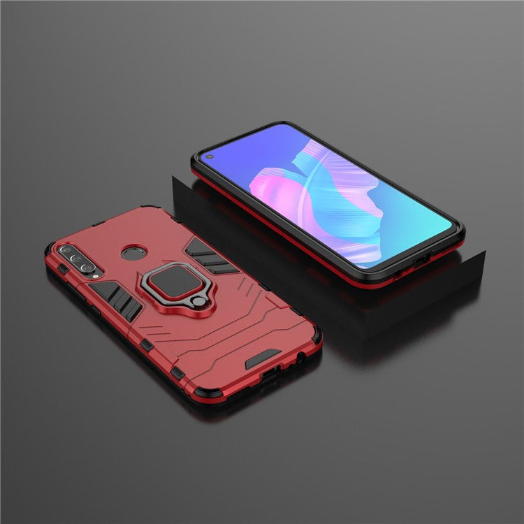 Ring Holder Kickstand PC + TPU Cell Phone Cover for Huawei Y7p/P40 lite E/Honor 9C - Red