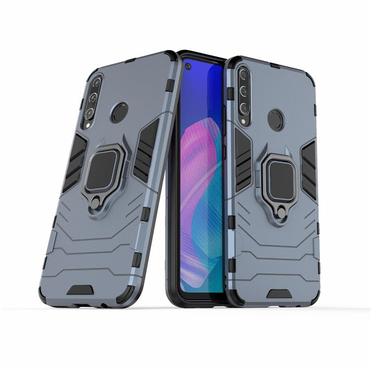 Ring Holder Kickstand PC + TPU Cell Phone Cover for Huawei Y7p/P40 lite E/Honor 9C - Blue