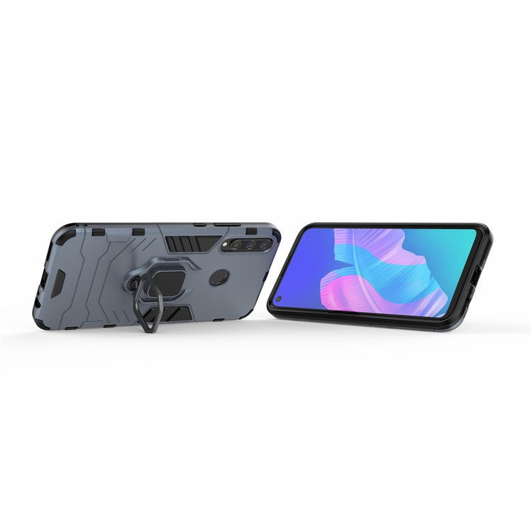 Ring Holder Kickstand PC + TPU Cell Phone Cover for Huawei Y7p/P40 lite E/Honor 9C - Blue