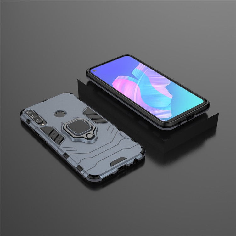 Ring Holder Kickstand PC + TPU Cell Phone Cover for Huawei Y7p/P40 lite E/Honor 9C - Blue