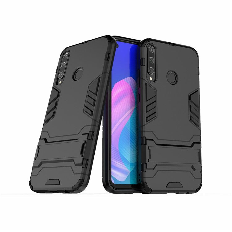 2 in 1 Hybrid PC + TPU Phone Case with Kickstand for Huawei P40 lite E/Honor 9C/Y7p - Black