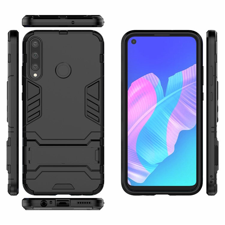 2 in 1 Hybrid PC + TPU Phone Case with Kickstand for Huawei P40 lite E/Honor 9C/Y7p - Black