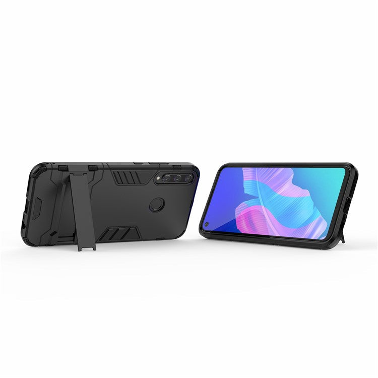 2 in 1 Hybrid PC + TPU Phone Case with Kickstand for Huawei P40 lite E/Honor 9C/Y7p - Black