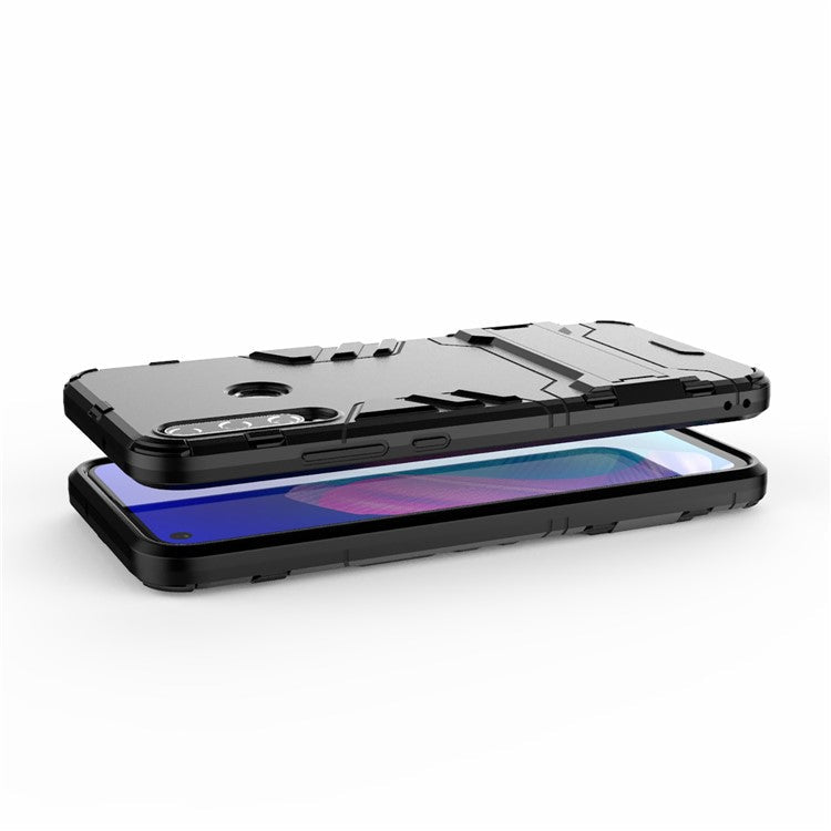 2 in 1 Hybrid PC + TPU Phone Case with Kickstand for Huawei P40 lite E/Honor 9C/Y7p - Black