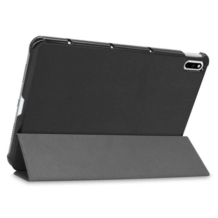 Tri-fold Leather Cover with Stand for Huawei MatePad 10.4-inch - Black