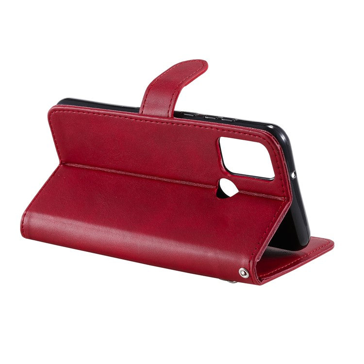 Zipper Pocket Leather Wallet Case for Honor 9A - Red