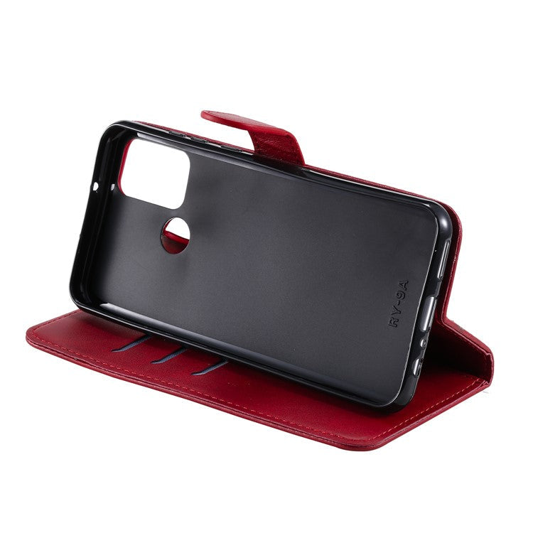 Zipper Pocket Leather Wallet Case for Honor 9A - Red