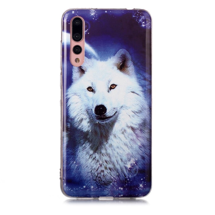 IMD Patterned TPU Case Luminous Phone Cover for Huawei P20 Pro - Smiling Wolf