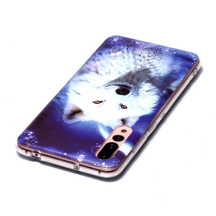IMD Patterned TPU Case Luminous Phone Cover for Huawei P20 Pro - Smiling Wolf