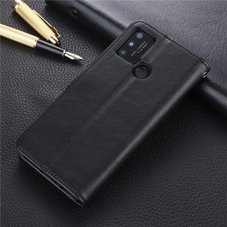 AZNS Leather Wallet with Stand Case for Honor 9A - Black