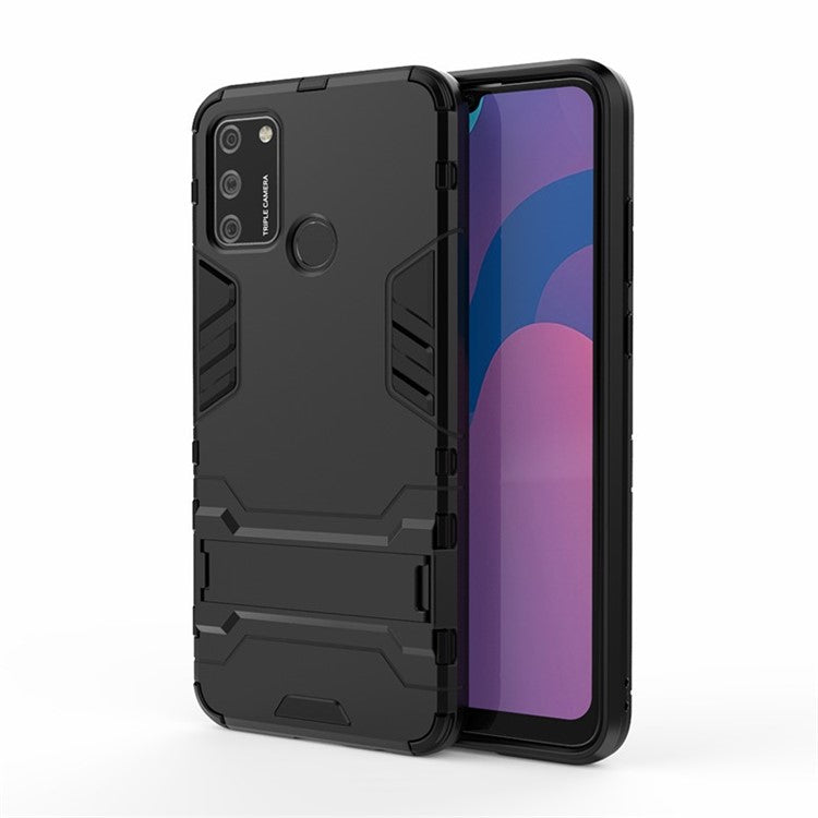 Ring Holder Kickstand PC+TPU Combo Case for Honor 9A - Black