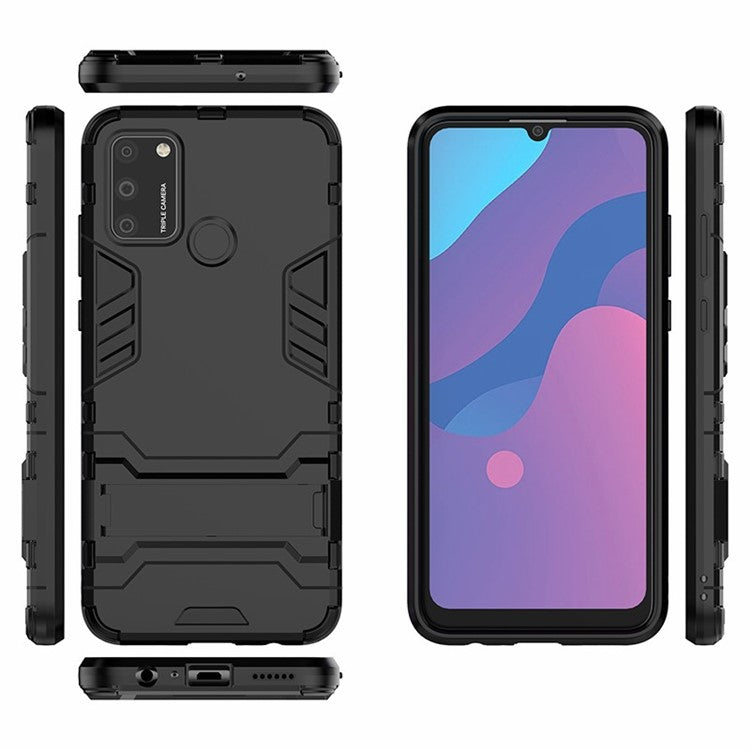 Ring Holder Kickstand PC+TPU Combo Case for Honor 9A - Black