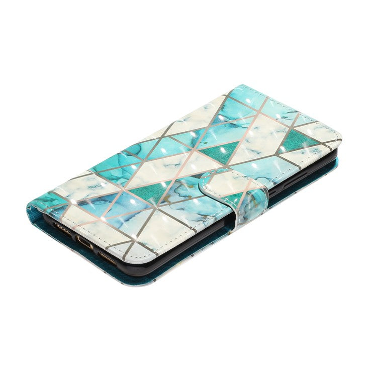 Light Spot Decor Wallet Stand Leather Pattern Printing Phone Case for Huawei P20 - Stone Grain