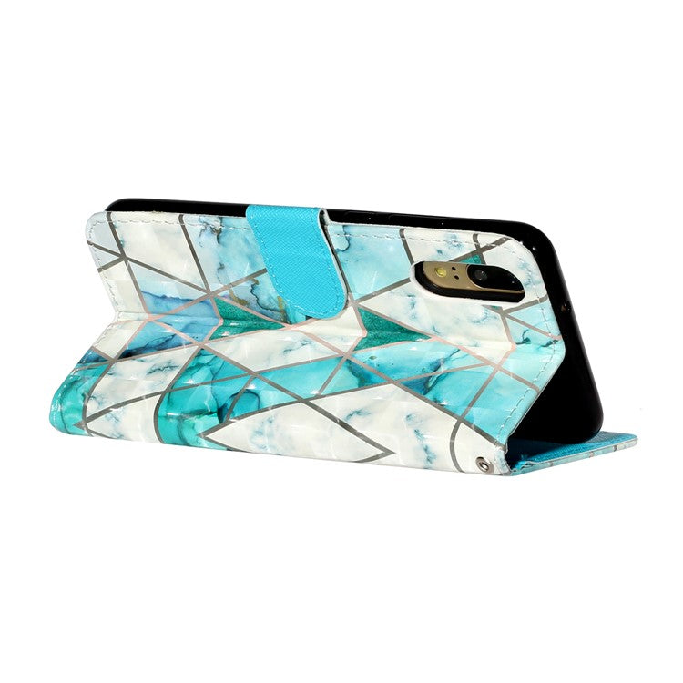 Light Spot Decor Wallet Stand Leather Pattern Printing Phone Case for Huawei P20 - Stone Grain