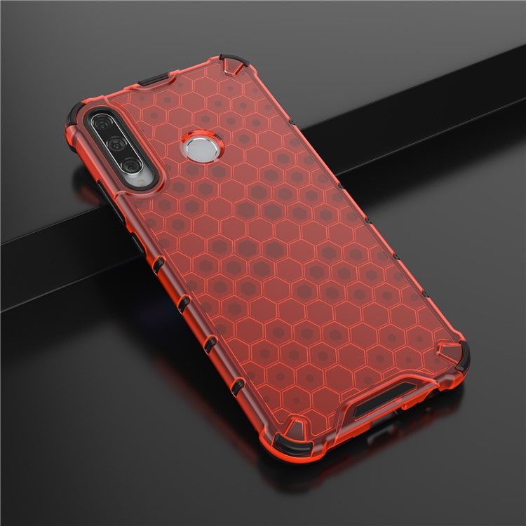 Honeycomb Skin Shock-proof TPU + PC Hybrid Casing for Huawei Y7p/P40 lite E/Honor 9C - Red
