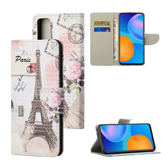 Pattern Printing Cross Texture Leather Wallet Phone Stand Protective Case for Honor 10X Lite - Tower