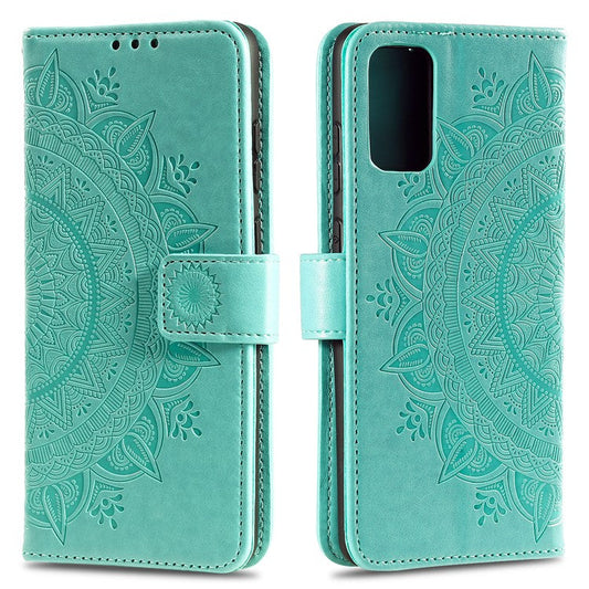 Imprinted Mandala Flower Wallet Leather Case with Strap for Honor 10X Lite - Green