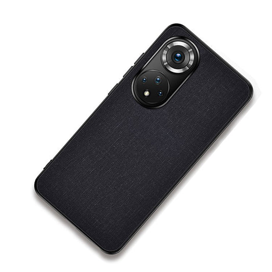 Cloth Coated TPU + PC Hybrid Phone Cover All-round Case for Honor 50 - Black