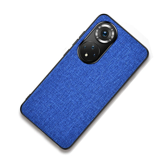 Cloth Coated TPU + PC Hybrid Phone Cover All-round Case for Honor 50 - Blue