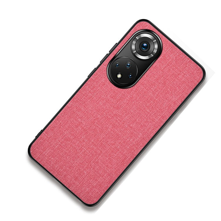 Cloth Coated TPU + PC Hybrid Phone Cover All-round Case for Honor 50 - Pink