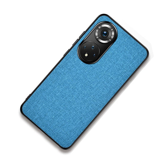 Cloth Coated TPU + PC Hybrid Phone Cover All-round Case for Honor 50 - Baby Blue