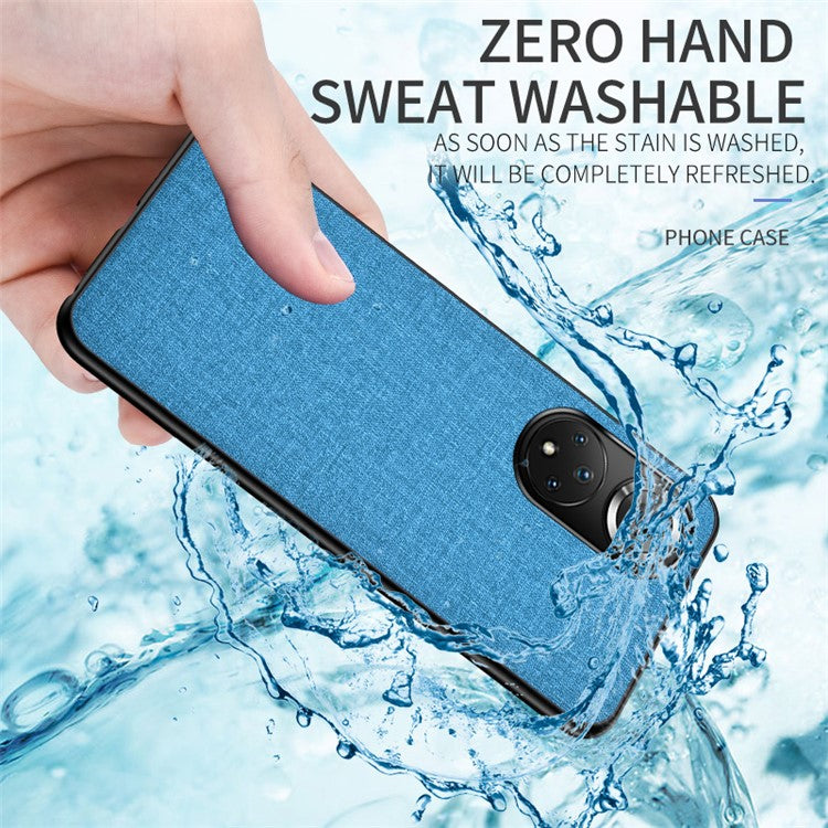 Cloth Coated TPU + PC Hybrid Phone Cover All-round Case for Honor 50 - Baby Blue