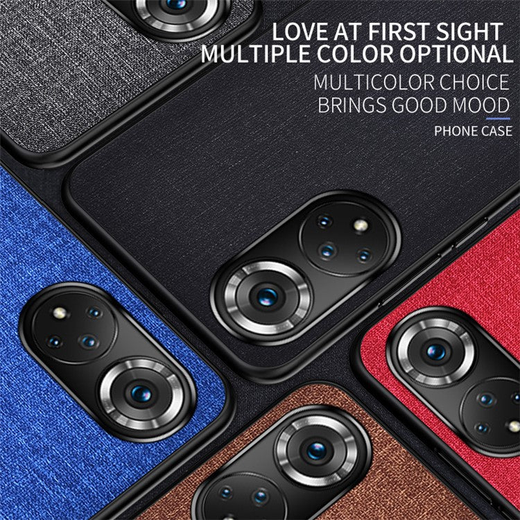 Cloth Coated TPU + PC Hybrid Phone Cover All-round Case for Honor 50 - Baby Blue