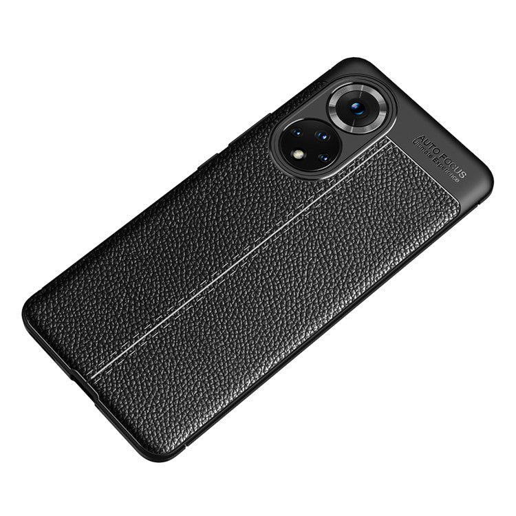 Litchi Texture Flexible TPU Phone Case Shell Protector for Honor 50 - Black
