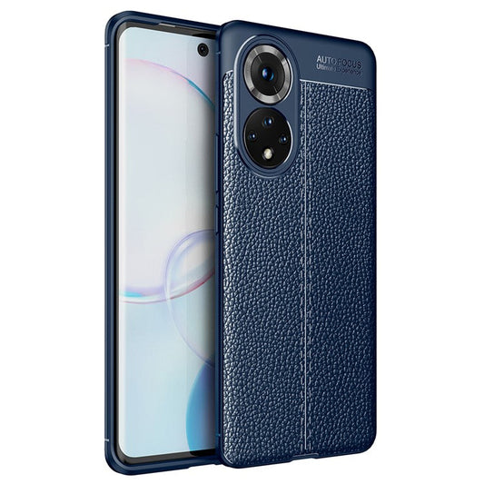Litchi Texture Flexible TPU Phone Case Shell Protector for Honor 50 - Blue