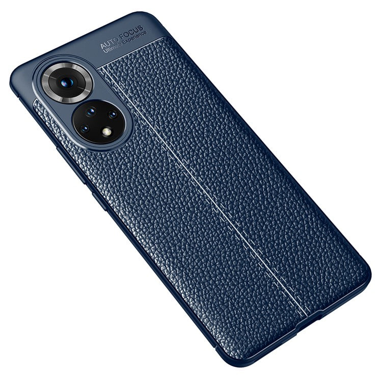 Litchi Texture Flexible TPU Phone Case Shell Protector for Honor 50 - Blue