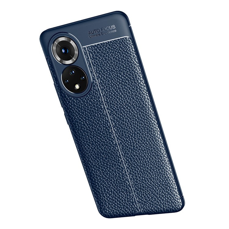 Litchi Texture Flexible TPU Phone Case Shell Protector for Honor 50 - Blue