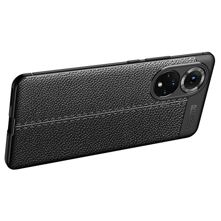 Litchi Texture Flexible TPU Phone Case Shell Protector for Honor 50 - Blue