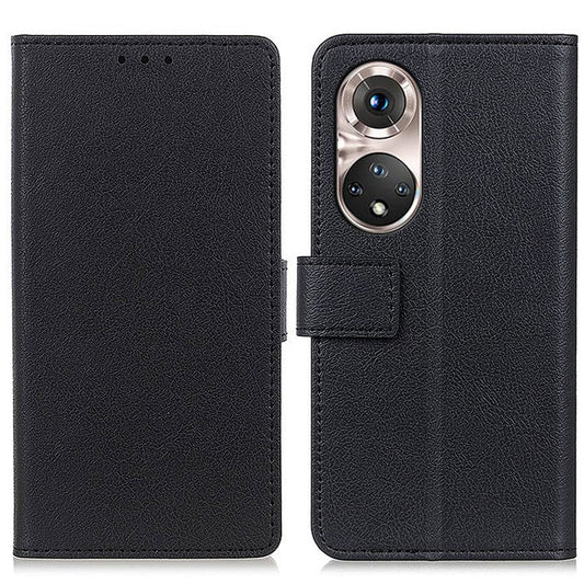Stand Wallet Design PU Leather Phone Case for Honor 50 Pro - Black
