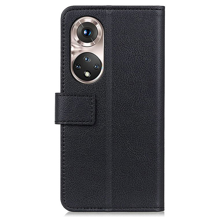 Stand Wallet Design PU Leather Phone Case for Honor 50 Pro - Black