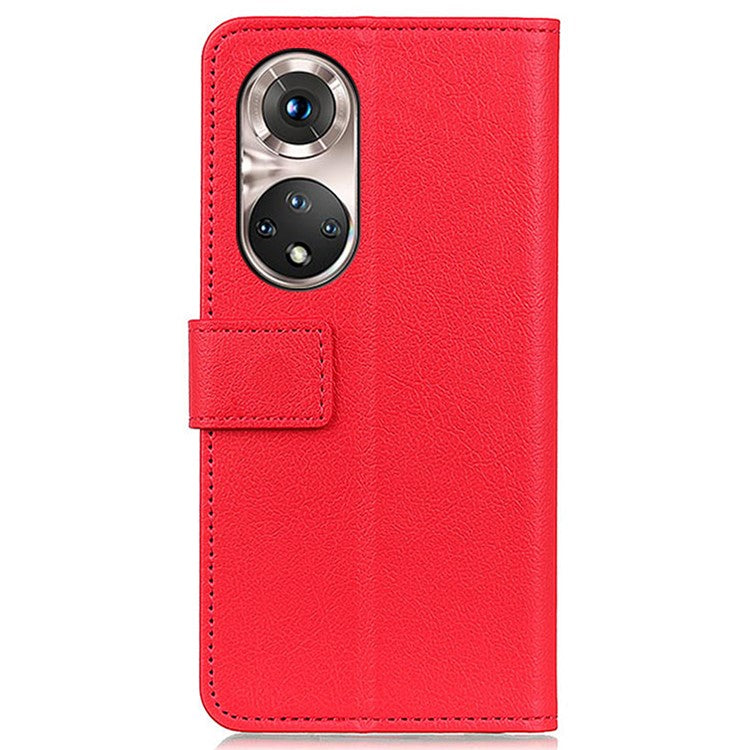Stand Wallet Design PU Leather Phone Case for Honor 50 Pro - Red