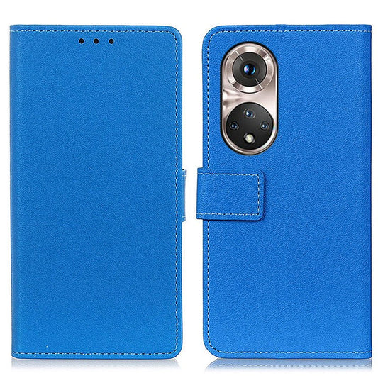 Stand Wallet Design PU Leather Phone Case for Honor 50 Pro - Blue