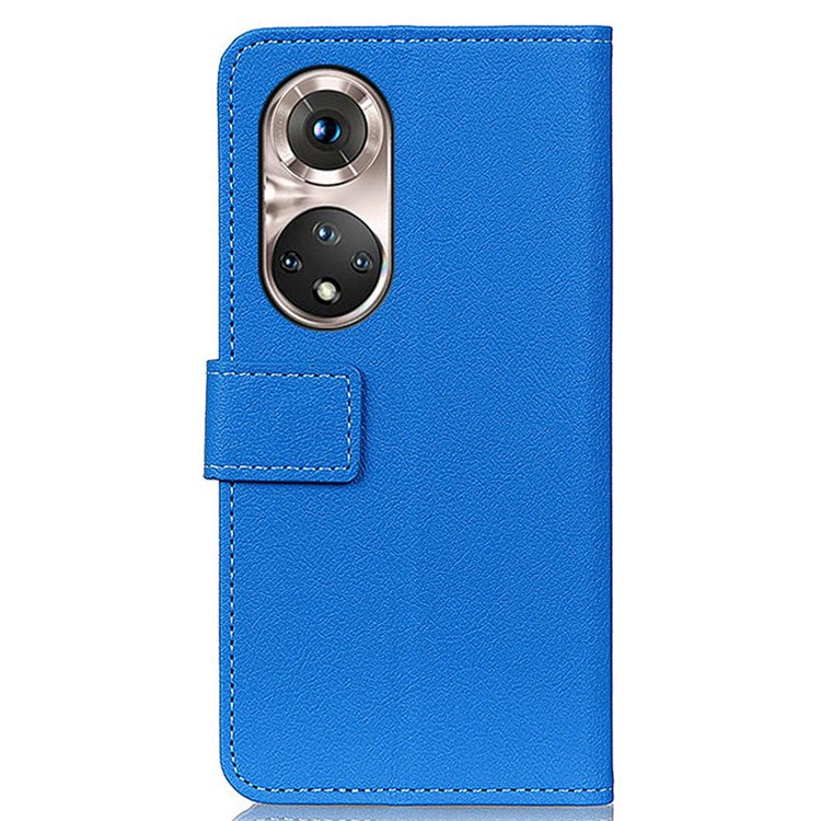 Stand Wallet Design PU Leather Phone Case for Honor 50 Pro - Blue