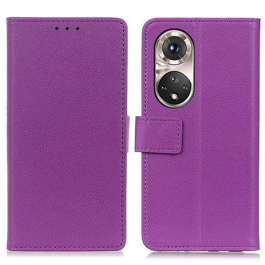 Stand Wallet Design PU Leather Phone Case for Honor 50 Pro - Purple
