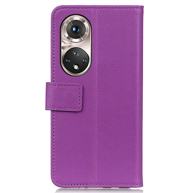 Stand Wallet Design PU Leather Phone Case for Honor 50 Pro - Purple