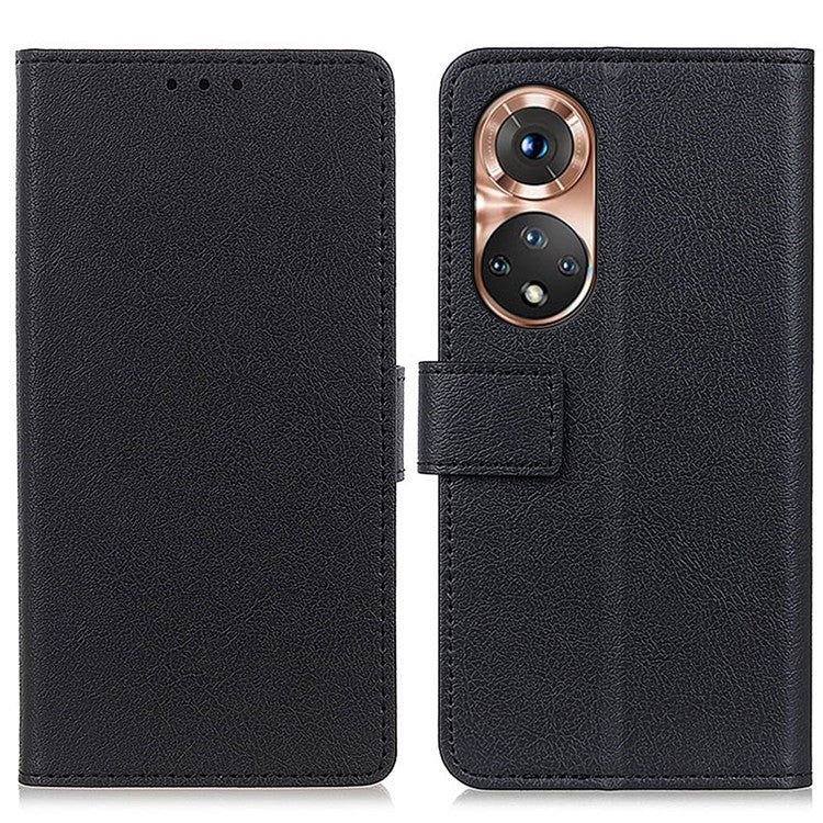 Full Protection PU Leather Wallet Stand Phone Case for Honor 50 - Black