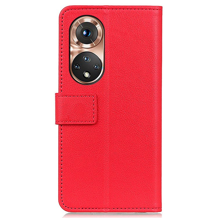 Full Protection PU Leather Wallet Stand Phone Case for Honor 50 - Red