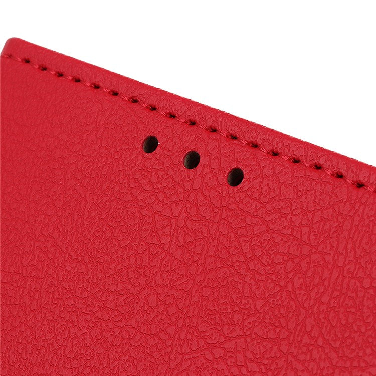Full Protection PU Leather Wallet Stand Phone Case for Honor 50 - Red