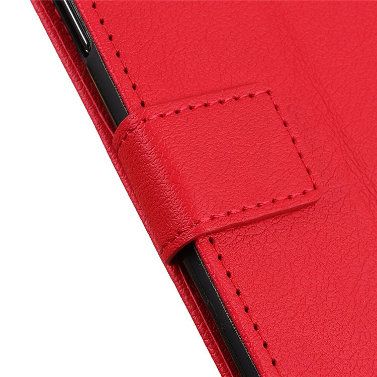 Full Protection PU Leather Wallet Stand Phone Case for Honor 50 - Red