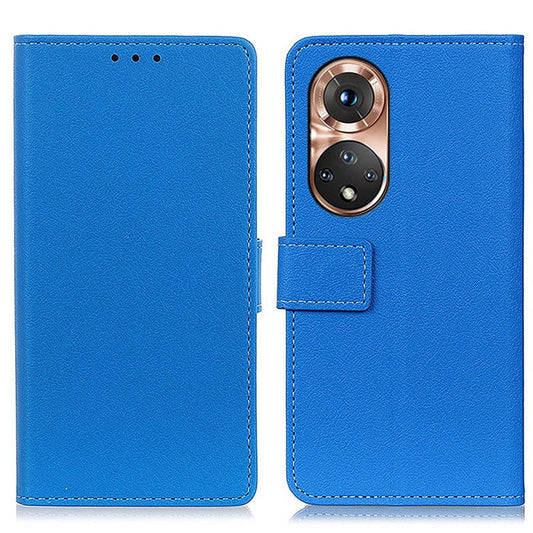 Full Protection PU Leather Wallet Stand Phone Case for Honor 50 - Blue