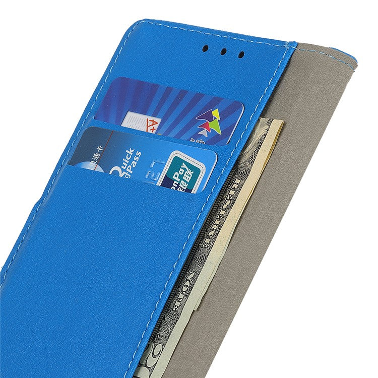 Full Protection PU Leather Wallet Stand Phone Case for Honor 50 - Blue