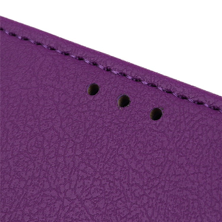 Full Protection PU Leather Wallet Stand Phone Case for Honor 50 - Purple