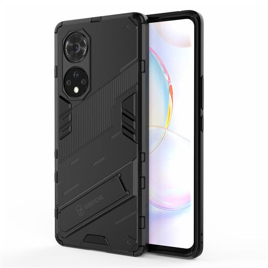 Cool Style Armor Heavy Duty Combo Hybrid PC + TPU Anti-Fall Case with Kickstand for Honor 50 Pro / Huawei nova 9 Pro - Black