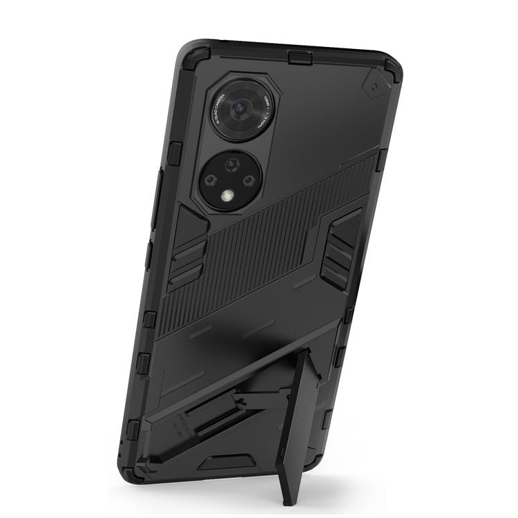 Cool Style Armor Heavy Duty Combo Hybrid PC + TPU Anti-Fall Case with Kickstand for Honor 50 Pro / Huawei nova 9 Pro - Black