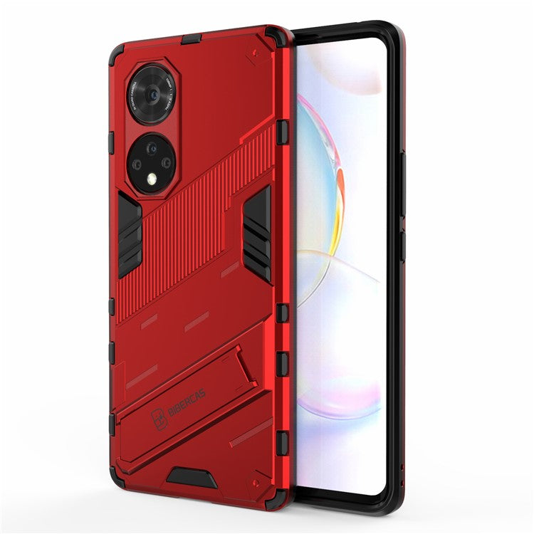Cool Style Armor Heavy Duty Combo Hybrid PC + TPU Anti-Fall Case with Kickstand for Honor 50 Pro / Huawei nova 9 Pro - Red